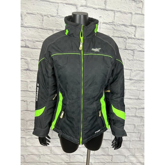 Castle X Racewear Twist Nylon Black &‎ Green Full Zip Jacket Women's Size M - Picture 1 of 11